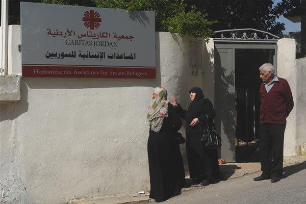 L'entrée de l'un des centres de Caritas Jordanie pour l'aide aux réfugiés syriens à Amman. [Galerie 1/2]