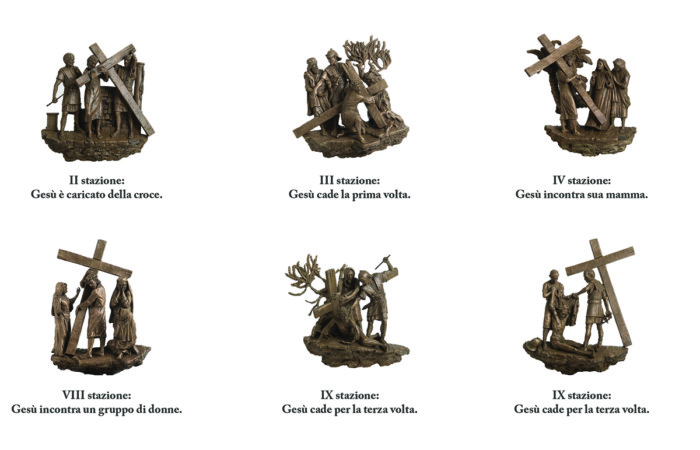 Stations du chemin de croix sculpté par Alessandro Mutto et réalisé par la Fonderia Artistica BMN Arte©Courtesy of Bmn Arte 