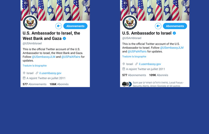 Quand le Twitter de l’ambassade US reconnaît brièvement Gaza et la Cisjordanie